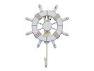 Rustic All White Decorative Ship Wheel with Hook 8&quot;