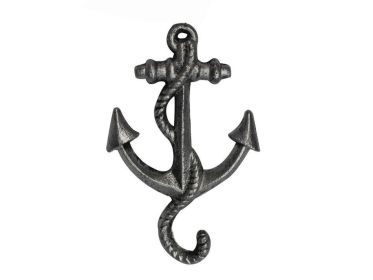 Rustic Silver Cast Iron Anchor Hook 5&quot;