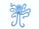 Rustic Dark Blue Whitewashed Cast Iron Decorative Wall Mounted Octopus Hooks 6""