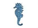 Rustic Light Blue Whitewashed Cast Iron Seahorse Hook 5&quot;