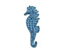 Rustic Light Blue Whitewashed Cast Iron Seahorse Hook 5&quot;