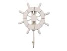 White Decorative Ship Wheel with Hook 8&quot;