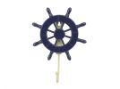 Dark Blue Decorative Ship Wheel with Hook 8&quot;