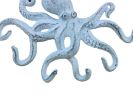 Rustic Dark Blue Whitewashed Cast Iron Octopus Hook 11""