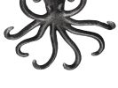 Rustic Silver Cast Iron Wall Mounted Octopus Hooks 7""