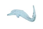 Dark Blue Whitewashed Cast Iron Dolphin Hook 7""