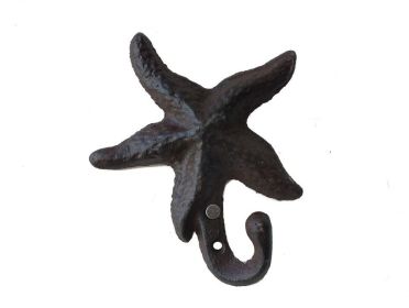 Rustic Iron Starfish Key Hook 4""