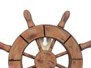 Rustic Wood Finish Decorative Ship Wheel with Hook 8&quot;