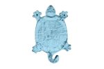 Dark Blue Whitewashed Cast Iron Turtle Key Hook 6""