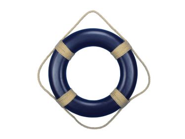 Blue Painted Decorative Life Ring with Rope Bands 20""