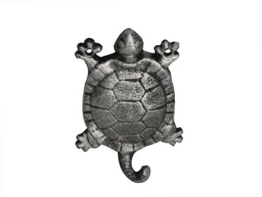 Rustic Silver Cast Iron Turtle Hook 6&quot;